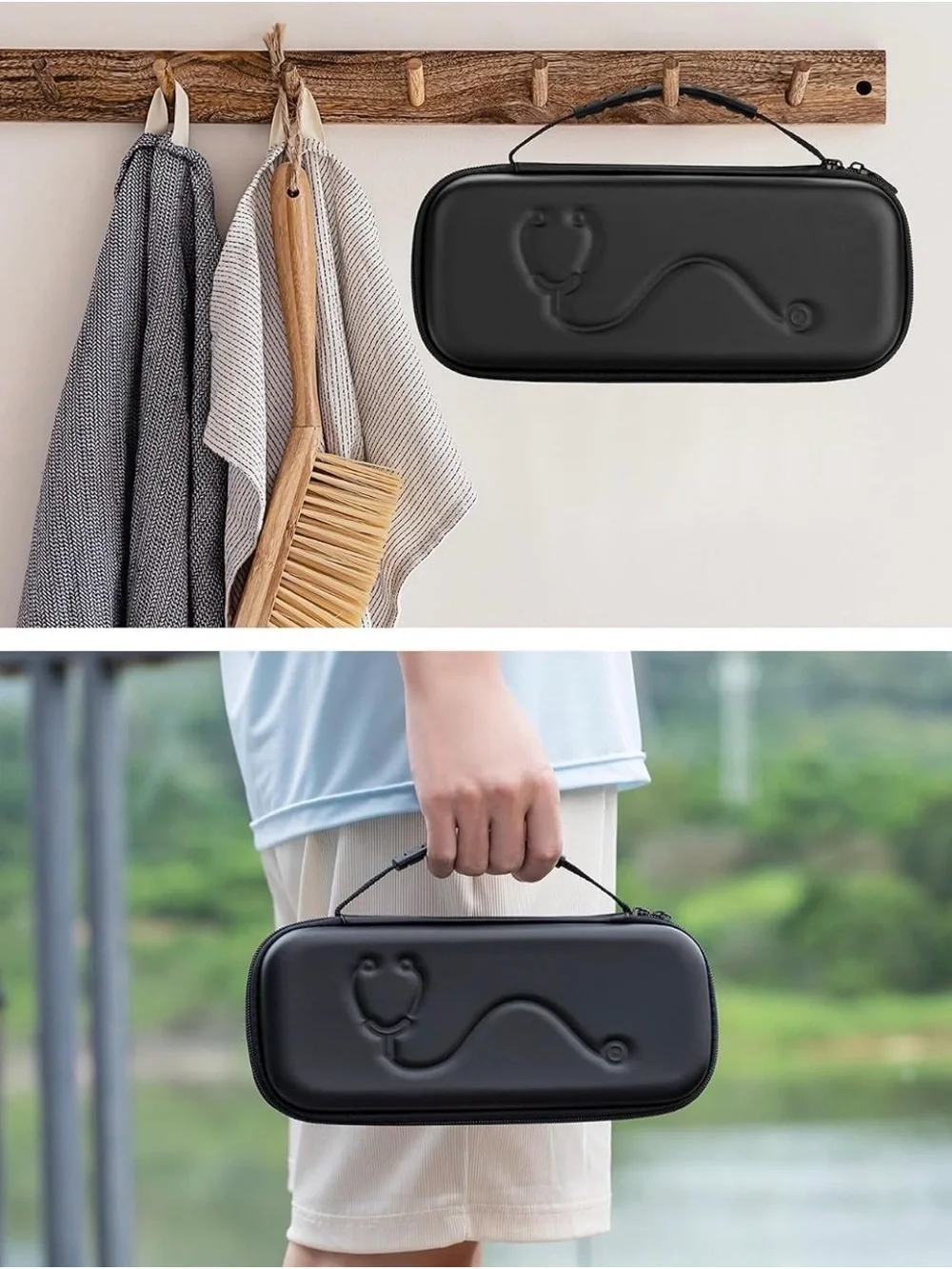 Black Hard Shell Medical Accessory Case with Handle